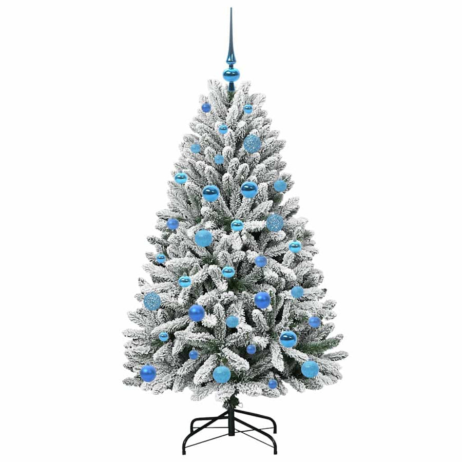 Kunstkerstboom Groen en Wit 150 cm PVC en Metaal