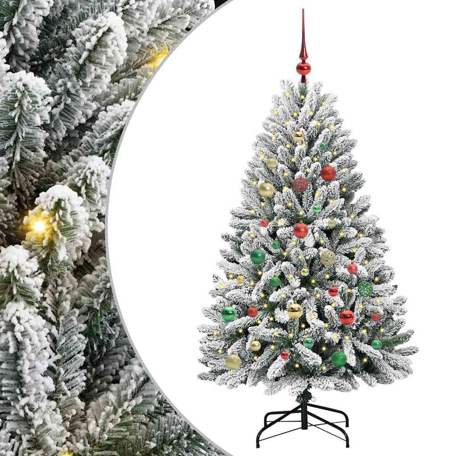 Kunstkerstboom Groen en Wit 150 cm PVC en Metaal