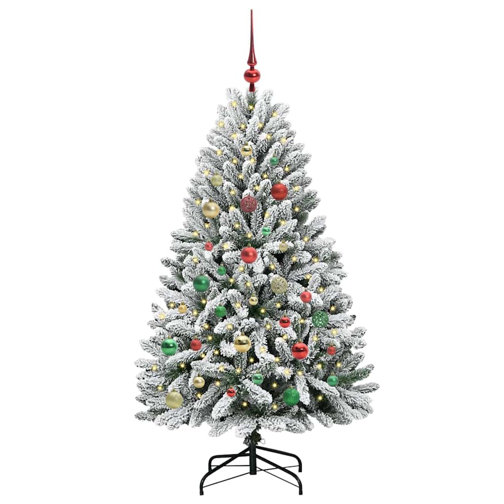 Kunstkerstboom Groen en Wit 150 cm PVC en Metaal