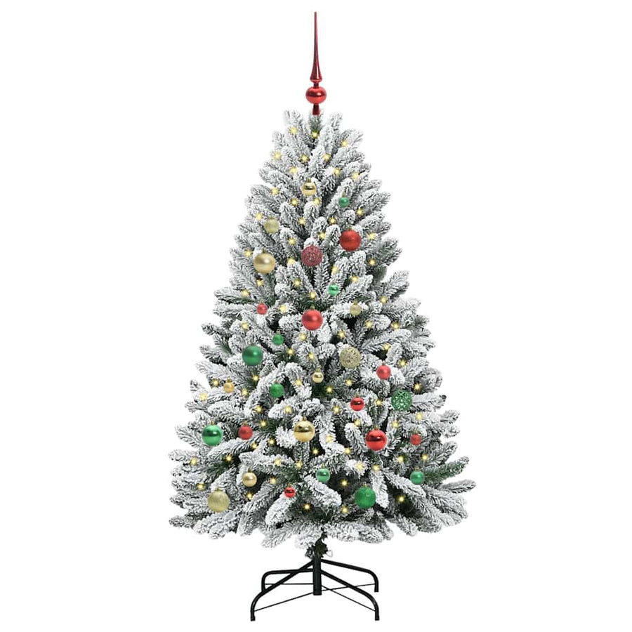 Kunstkerstboom Groen en Wit 150 cm PVC en Metaal