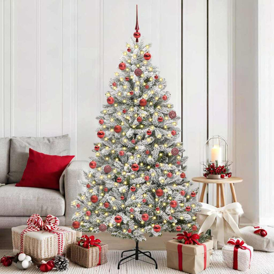 Kunstkerstboom Groen en Wit 180 cm PVC en Metaal