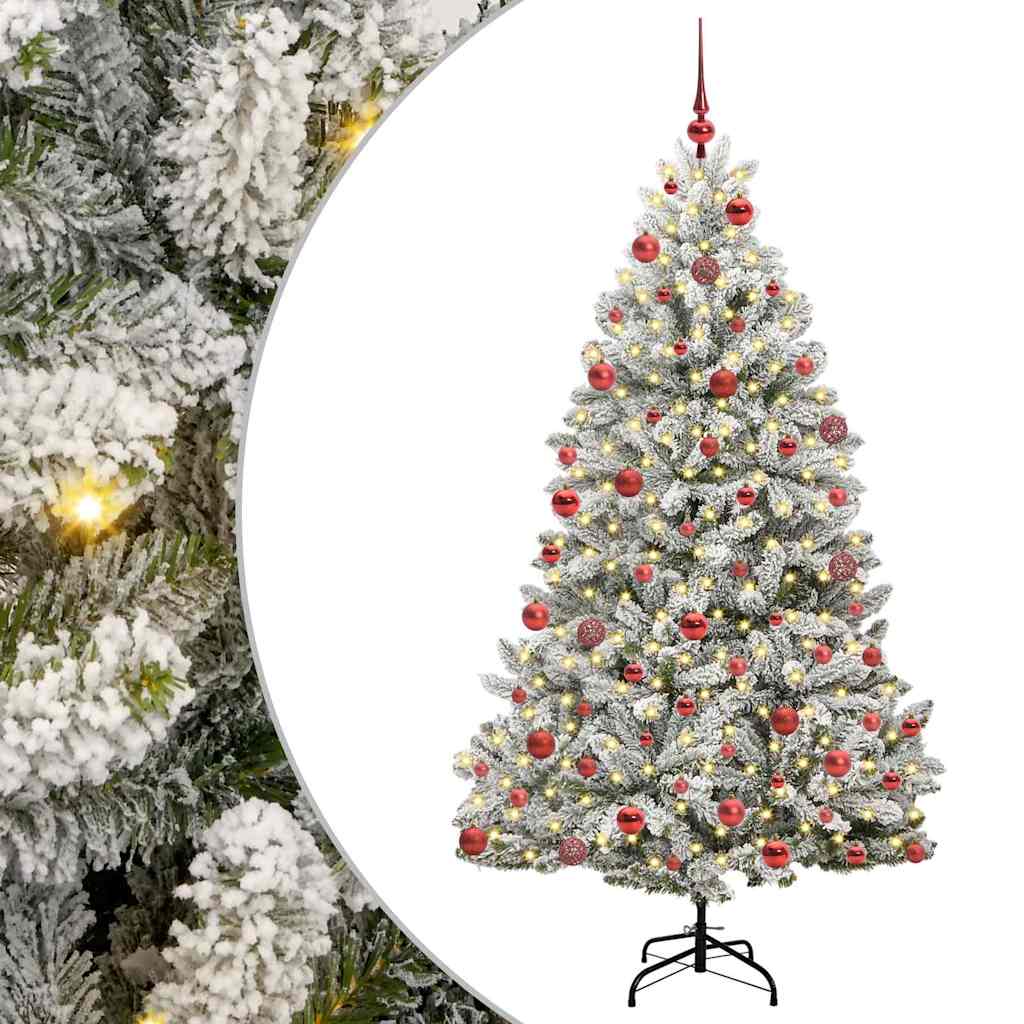 Kunstkerstboom Groen en Wit 180 cm PVC en Metaal