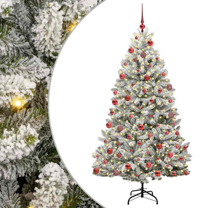 Kunstkerstboom Groen en Wit 180 cm PVC en Metaal
