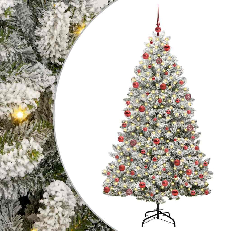 Kunstkerstboom Groen en Wit 180 cm PVC en Metaal