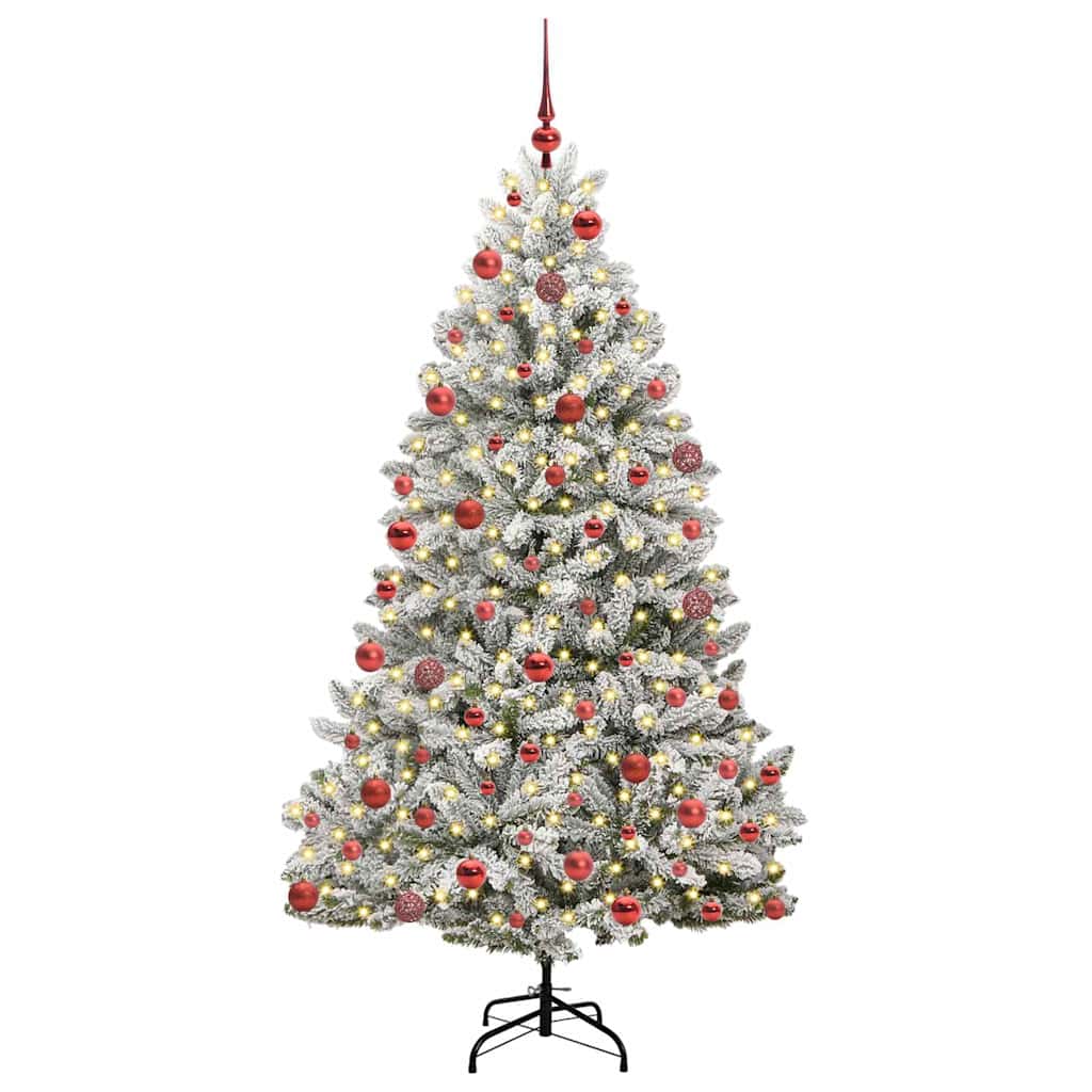 Kunstkerstboom Groen en Wit 180 cm PVC en Metaal