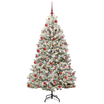 Kunstkerstboom Groen en Wit 180 cm PVC en Metaal