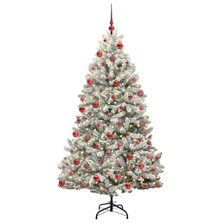 Kunstkerstboom Groen en Wit 180 cm PVC en Metaal