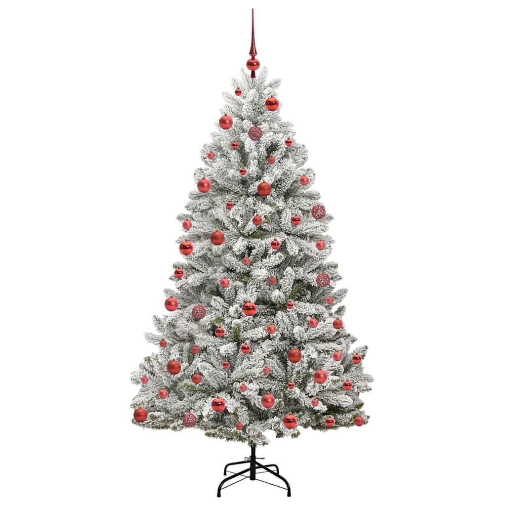 Kunstkerstboom Groen en Wit 180 cm PVC en Metaal