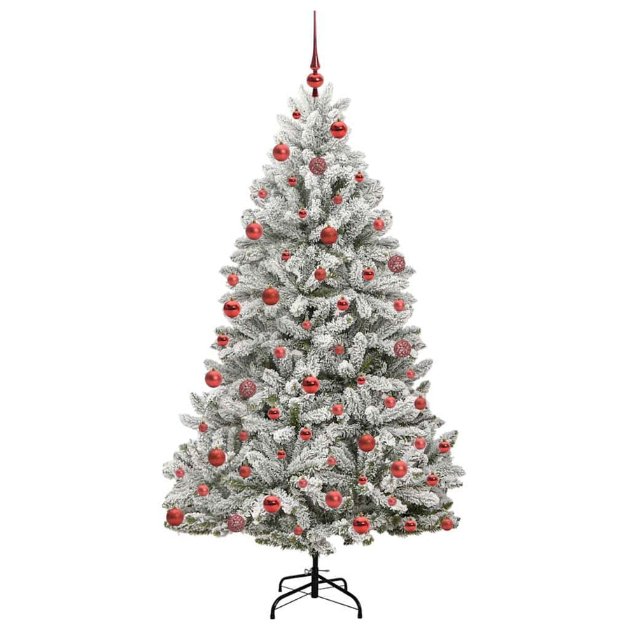 Kunstkerstboom Groen en Wit 180 cm PVC en Metaal
