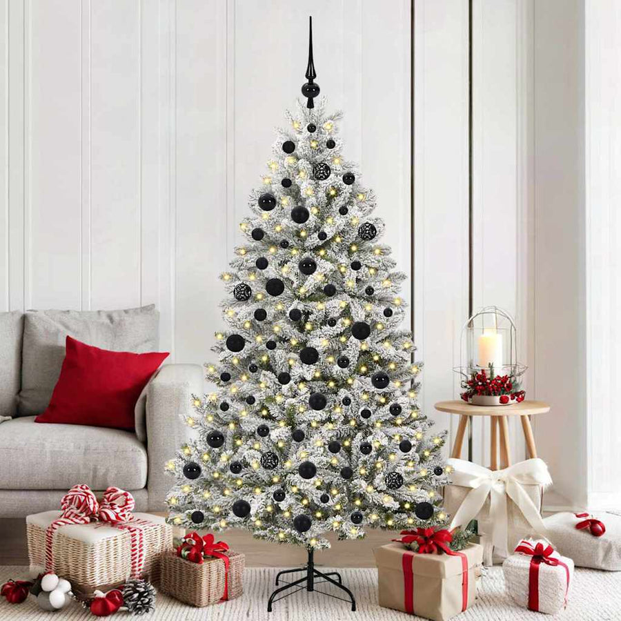 Kunstkerstboom Groen en Wit 180 cm PVC en Metaal