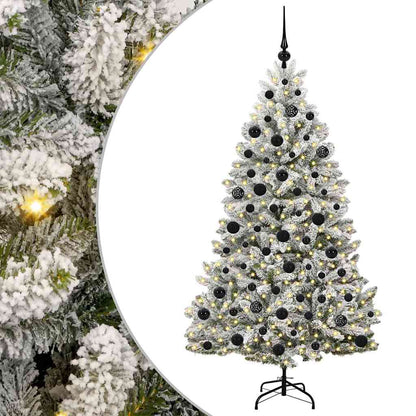 Kunstkerstboom Groen en Wit 180 cm PVC en Metaal