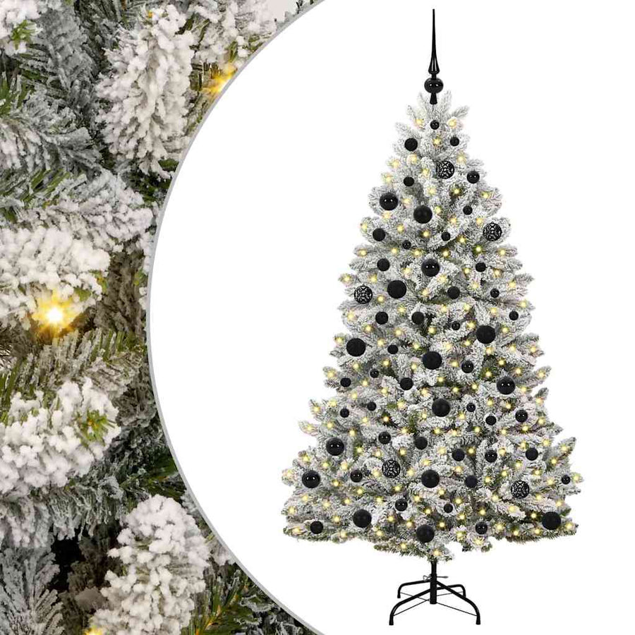 Kunstkerstboom Groen en Wit 180 cm PVC en Metaal