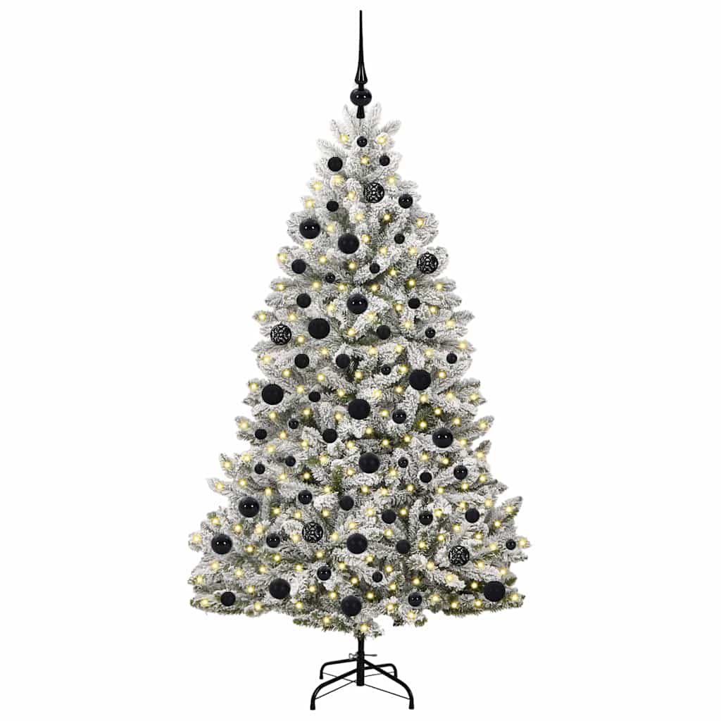 Kunstkerstboom Groen en Wit 180 cm PVC en Metaal