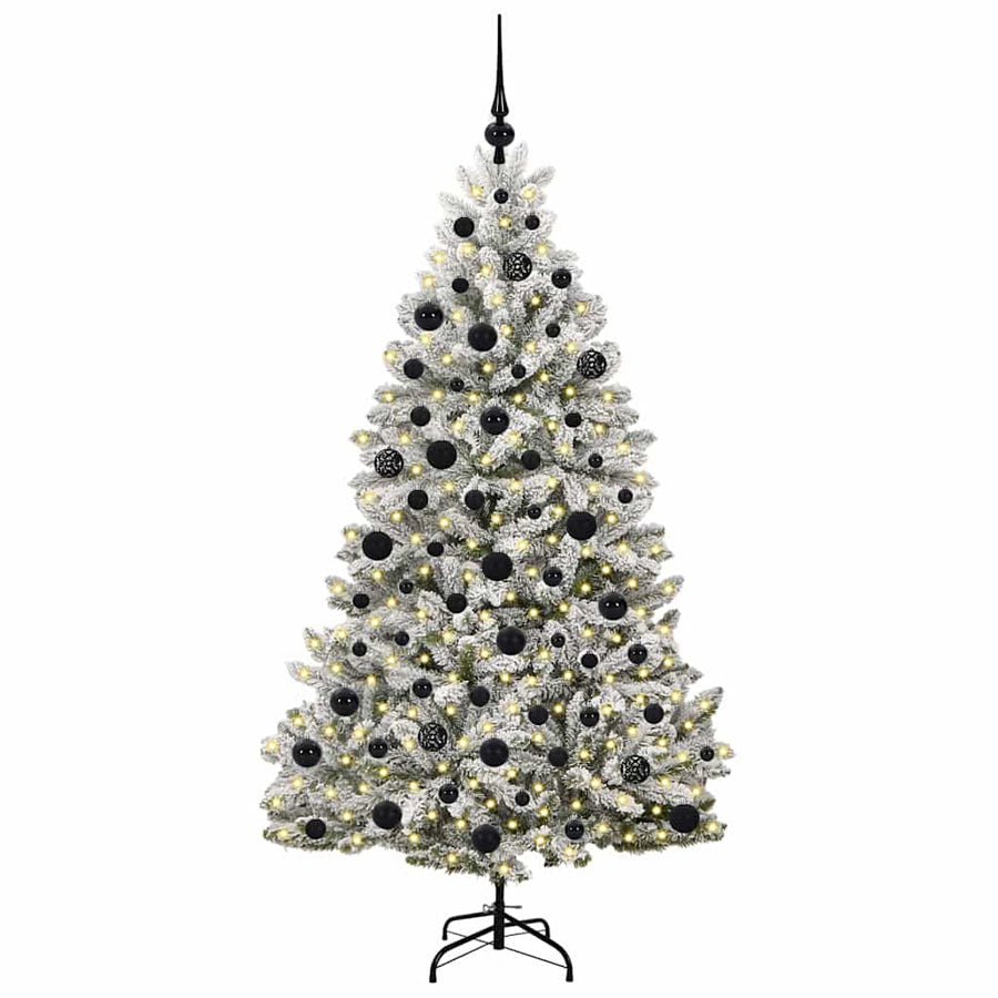 Kunstkerstboom Groen en Wit 180 cm PVC en Metaal