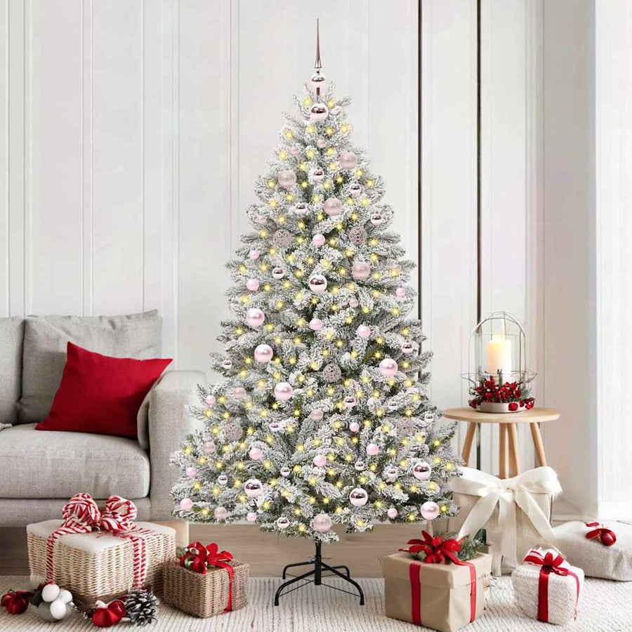 Kunstkerstboom Groen en Wit 180 cm PVC en Metaal