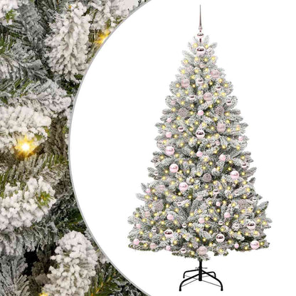 Kunstkerstboom Groen en Wit 180 cm PVC en Metaal