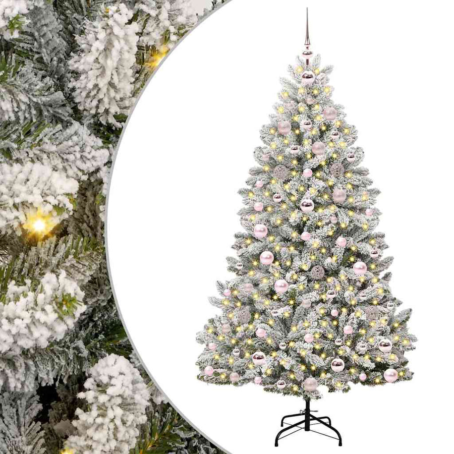 Kunstkerstboom Groen en Wit 180 cm PVC en Metaal