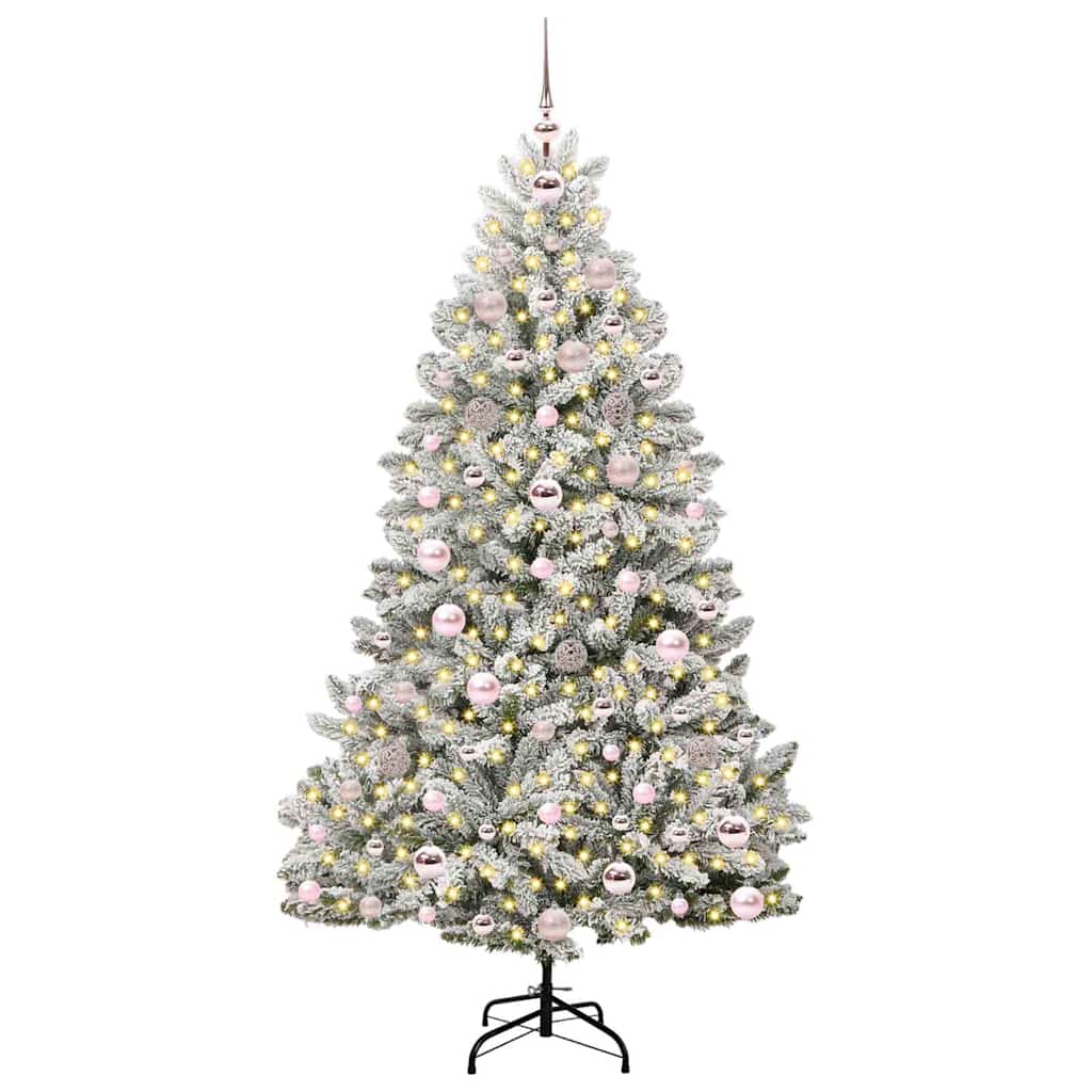 Kunstkerstboom Groen en Wit 180 cm PVC en Metaal