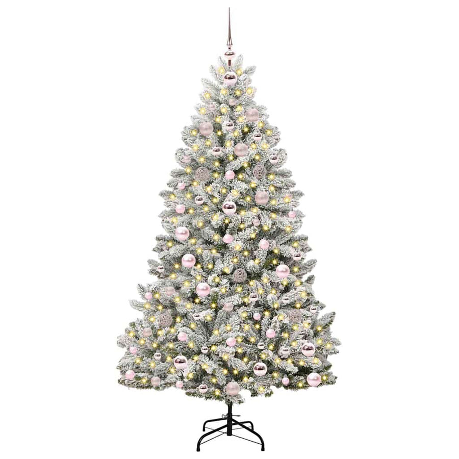Kunstkerstboom Groen en Wit 180 cm PVC en Metaal