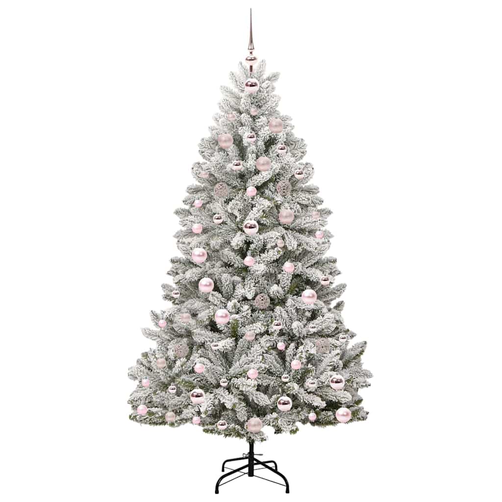 Kunstkerstboom Groen en Wit 180 cm PVC en Metaal