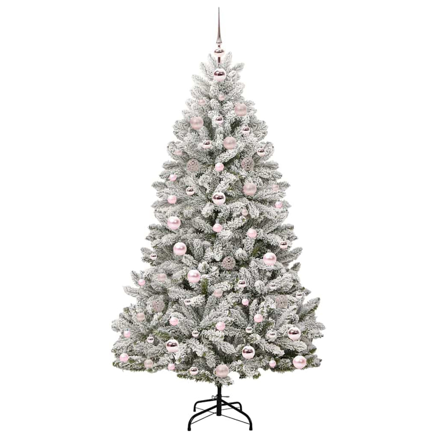 Kunstkerstboom Groen en Wit 180 cm PVC en Metaal