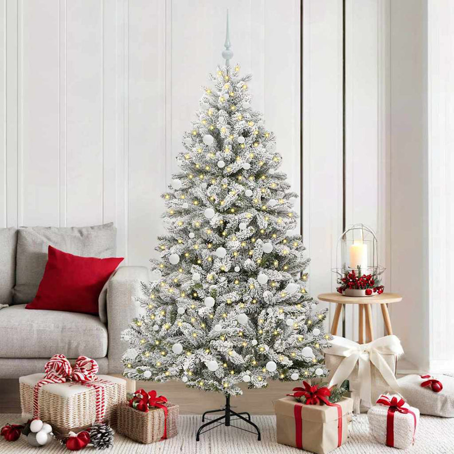 Kunstkerstboom Groen en Wit 180 cm PVC en Metaal
