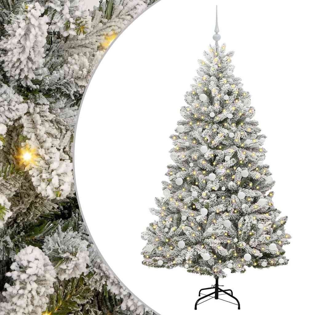 Kunstkerstboom Groen en Wit 180 cm PVC en Metaal