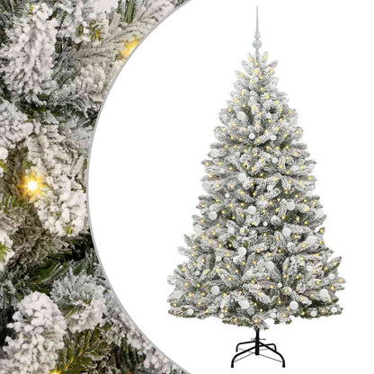 Kunstkerstboom Groen en Wit 180 cm PVC en Metaal