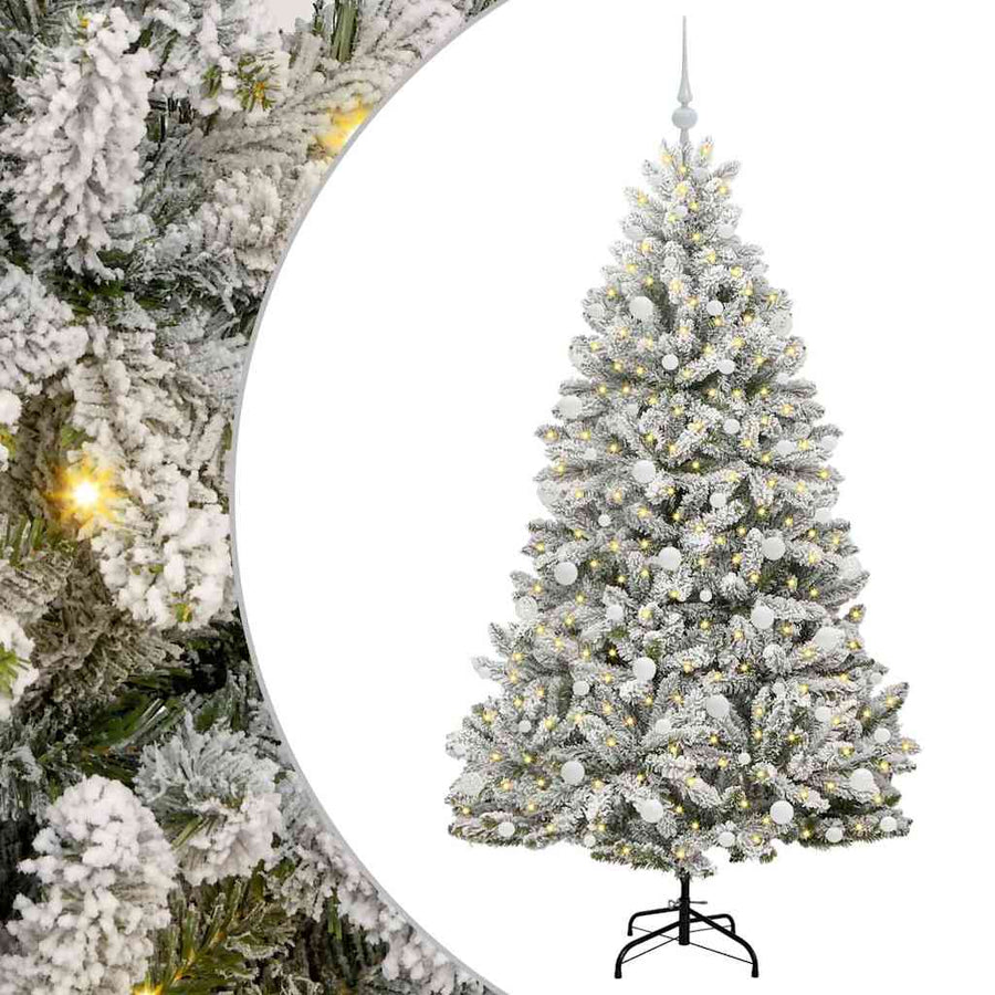 Kunstkerstboom Groen en Wit 180 cm PVC en Metaal