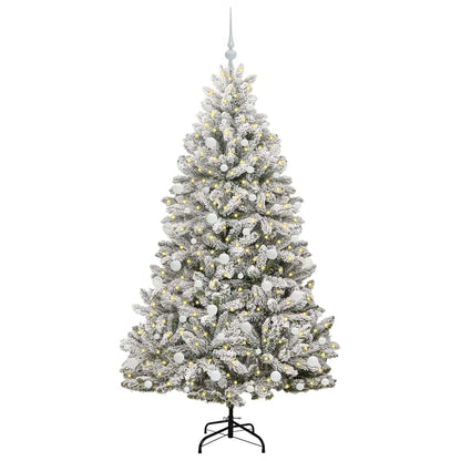 Kunstkerstboom Groen en Wit 180 cm PVC en Metaal