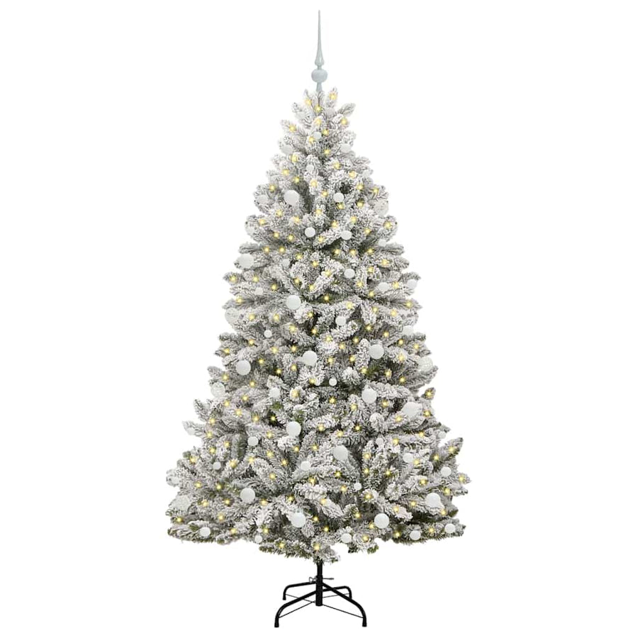 Kunstkerstboom Groen en Wit 180 cm PVC en Metaal