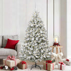 Artificial Christmas Tree with 300 LEDs Green and White 180 cm PVC and Metal