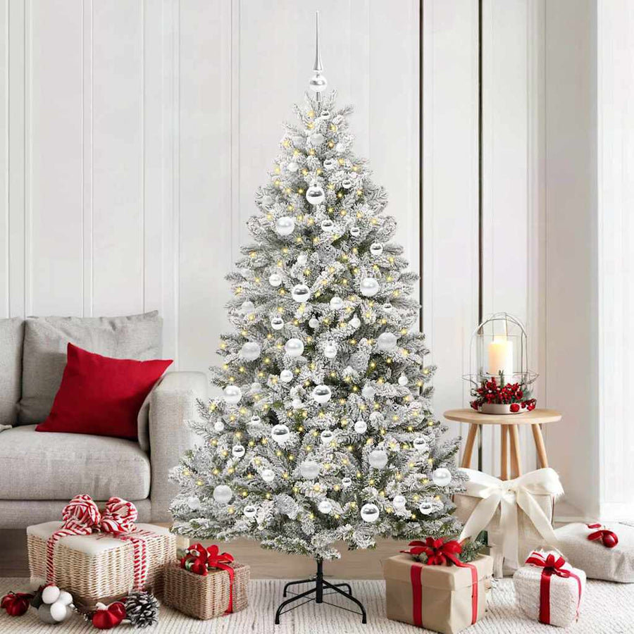 Kunstkerstboom Groen en Wit 180 cm PVC en Metaal