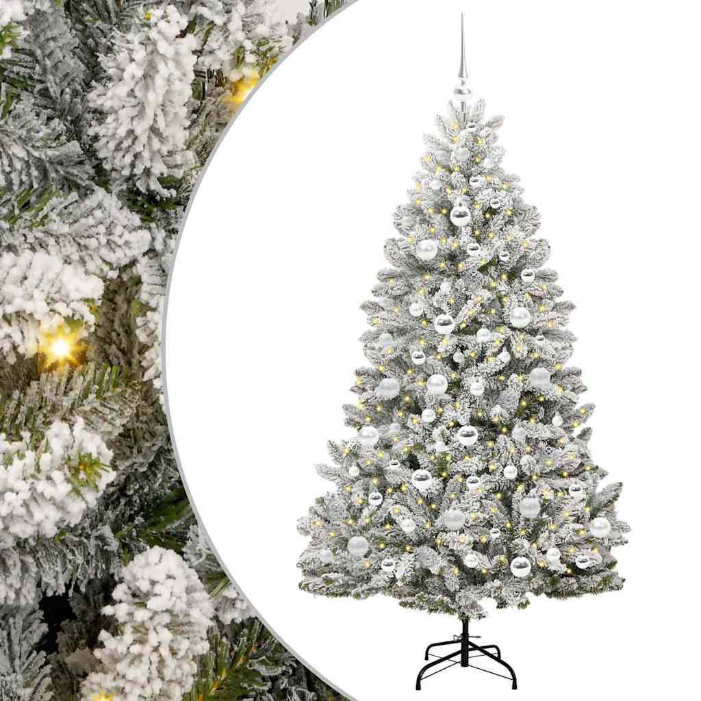 Kunstkerstboom Groen en Wit 180 cm PVC en Metaal