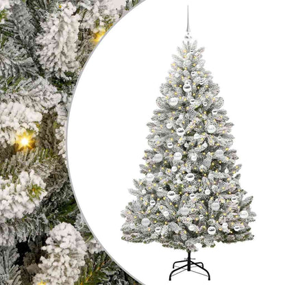 Kunstkerstboom Groen en Wit 180 cm PVC en Metaal