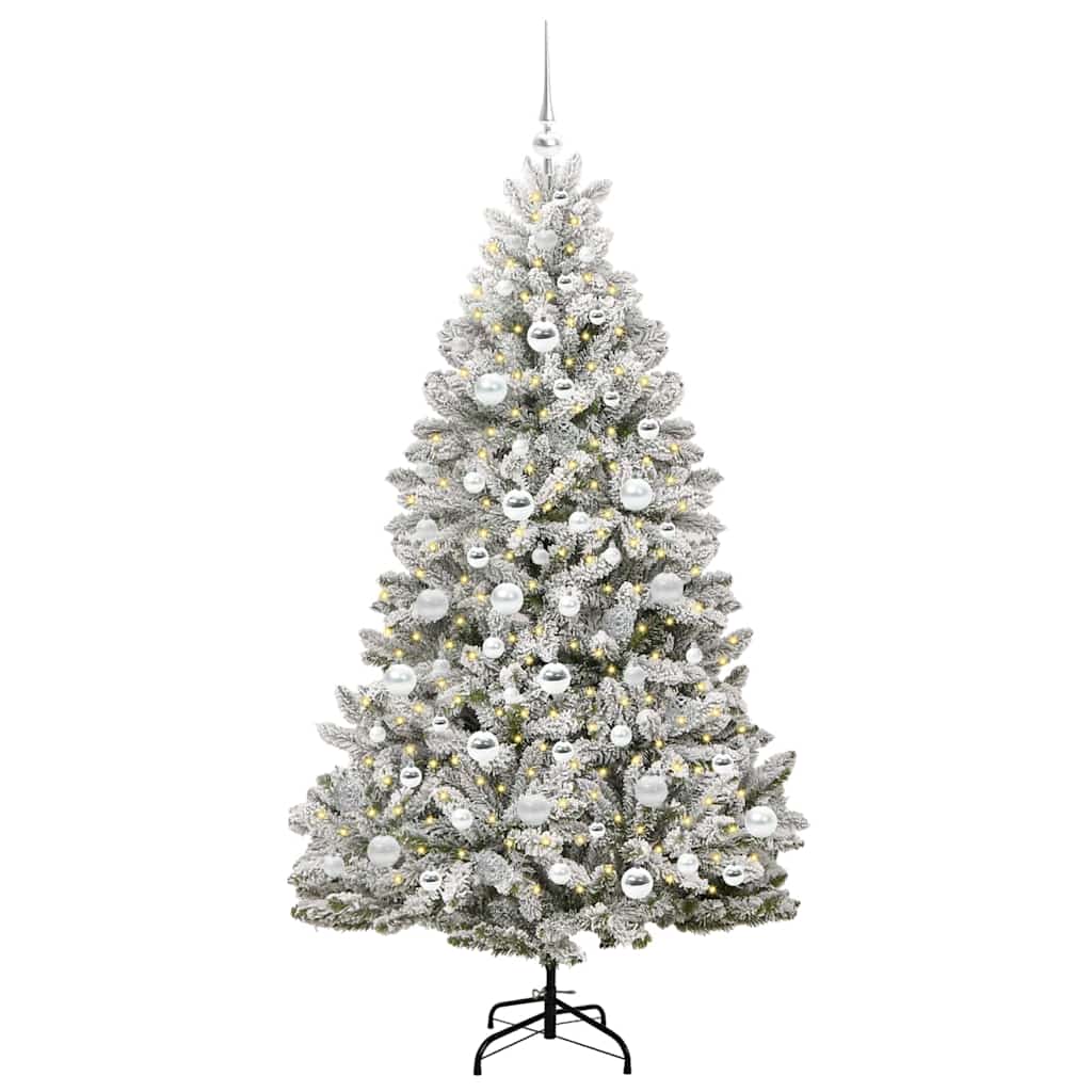 Kunstkerstboom Groen en Wit 180 cm PVC en Metaal