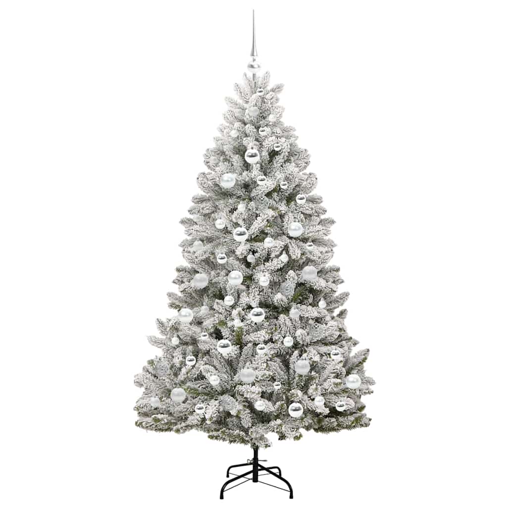 Kunstkerstboom Groen en Wit 180 cm PVC en Metaal