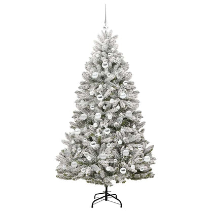 Kunstkerstboom Groen en Wit 180 cm PVC en Metaal