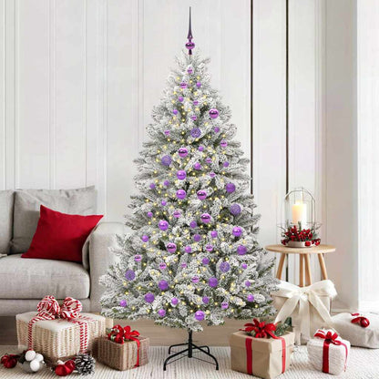 Kunstkerstboom Groen en Wit 180 cm PVC en Metaal