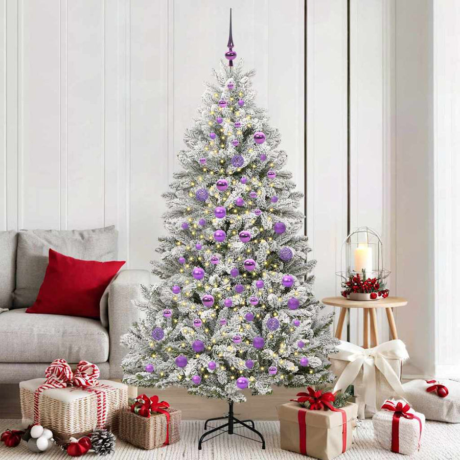Kunstkerstboom Groen en Wit 180 cm PVC en Metaal