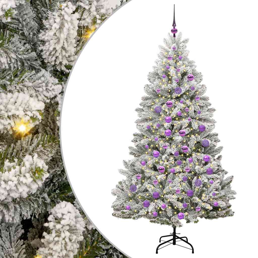 Kunstkerstboom Groen en Wit 180 cm PVC en Metaal