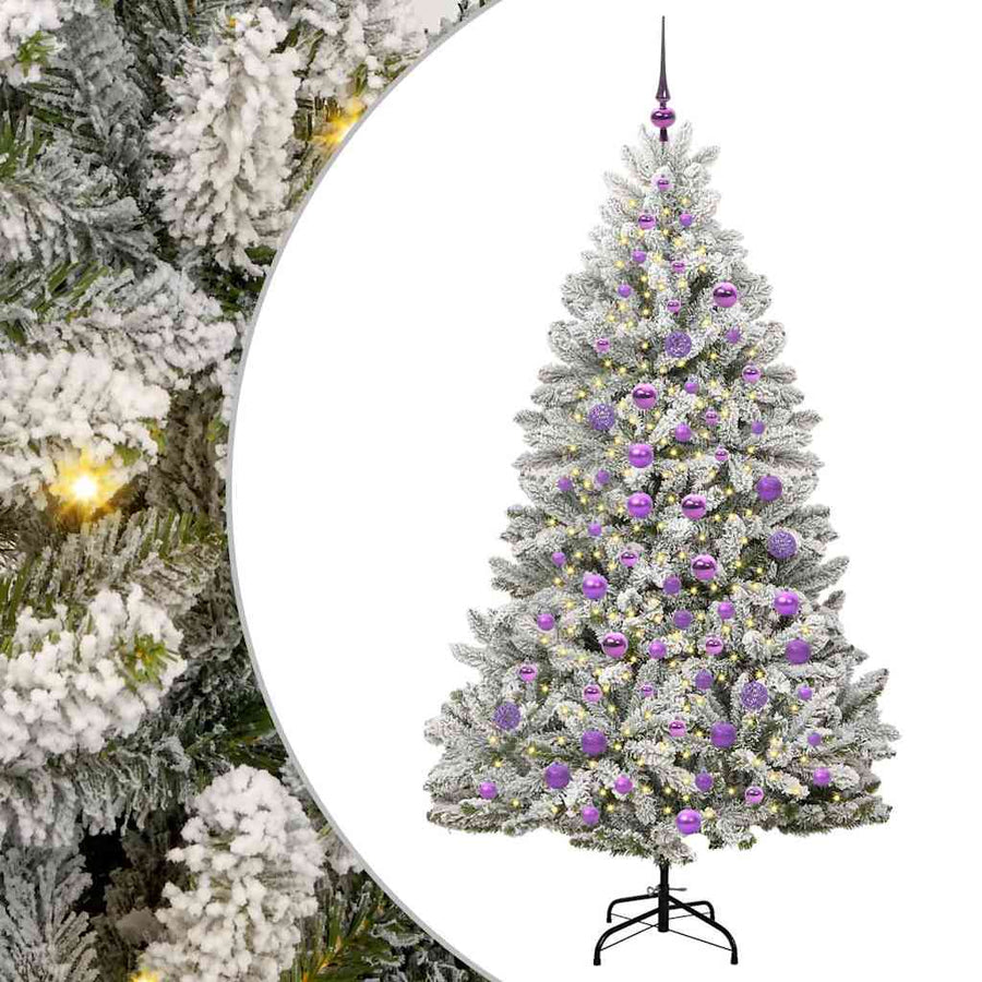 Kunstkerstboom Groen en Wit 180 cm PVC en Metaal