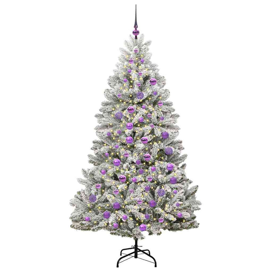 Kunstkerstboom Groen en Wit 180 cm PVC en Metaal