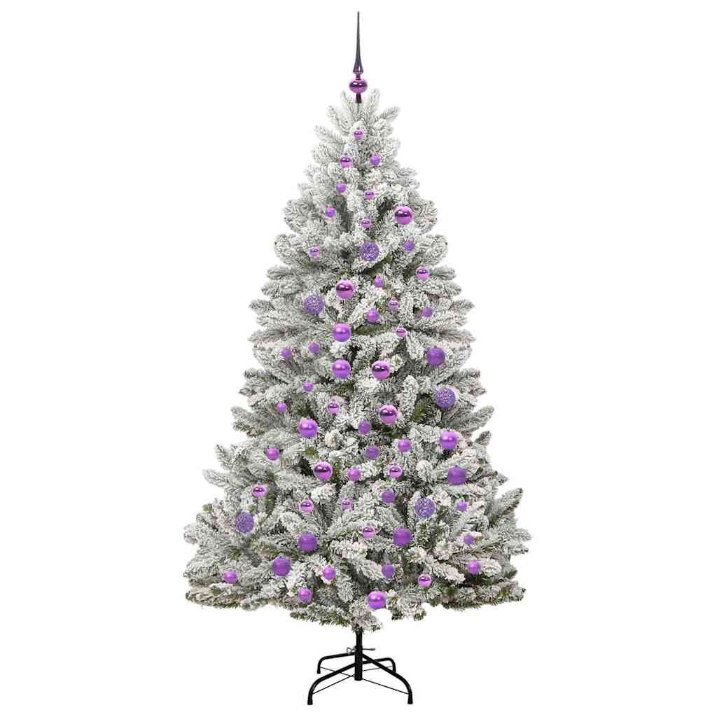 Kunstkerstboom Groen en Wit 180 cm PVC en Metaal