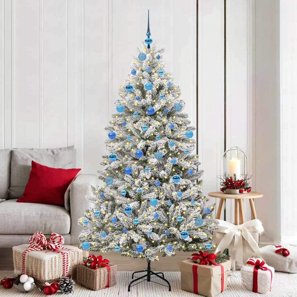 Kunstkerstboom Groen en Wit 180 cm PVC en Metaal