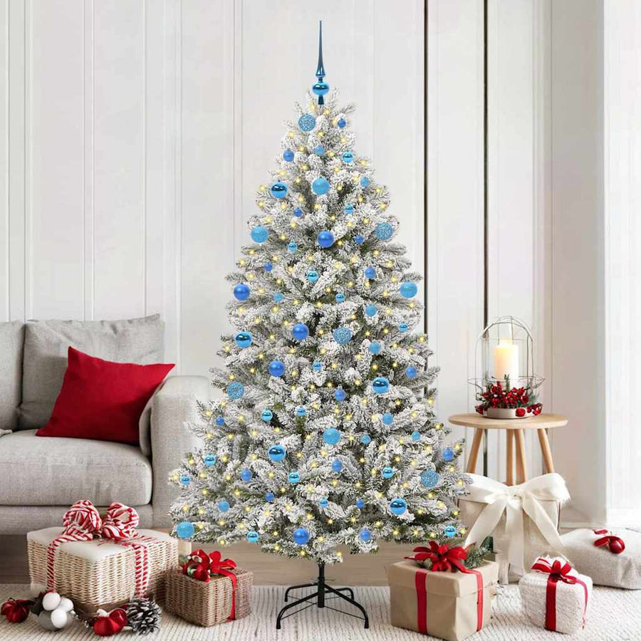 Kunstkerstboom Groen en Wit 180 cm PVC en Metaal
