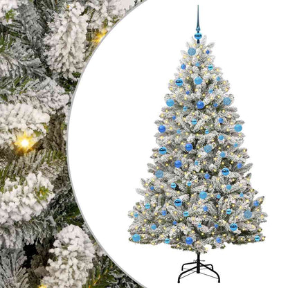 Kunstkerstboom Groen en Wit 180 cm PVC en Metaal