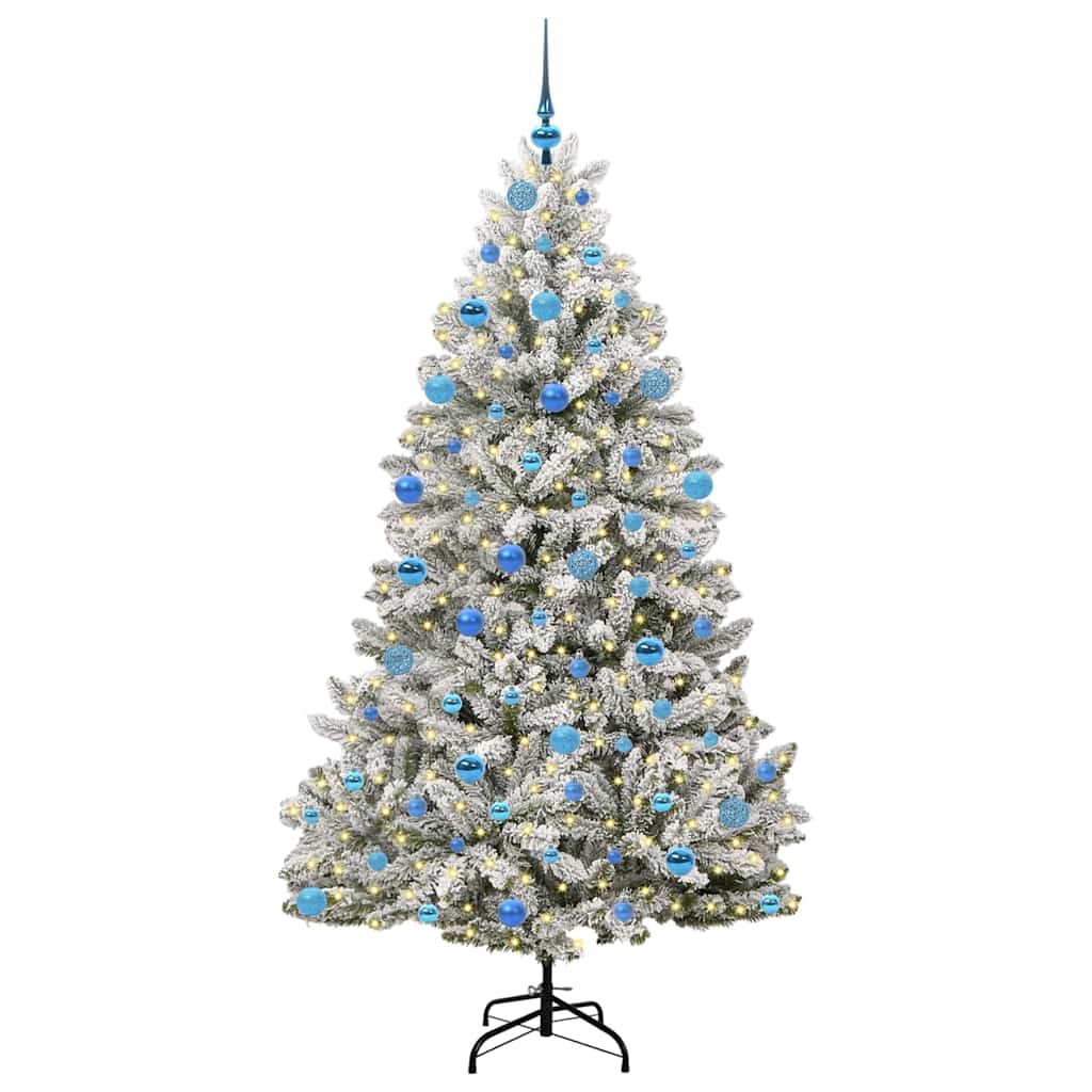 Kunstkerstboom Groen en Wit 180 cm PVC en Metaal