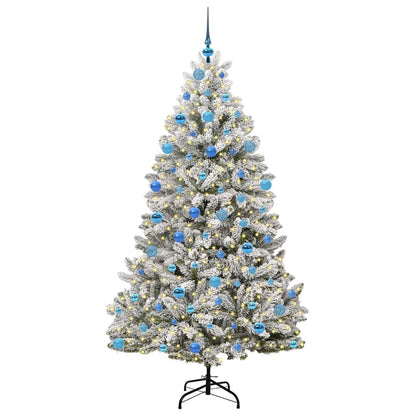 Kunstkerstboom Groen en Wit 180 cm PVC en Metaal