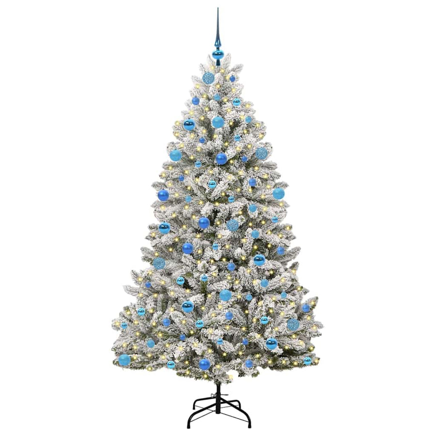 Kunstkerstboom Groen en Wit 180 cm PVC en Metaal